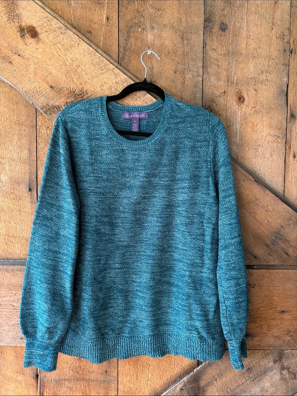 Gloria Vanderbilt Teal Marled Crewneck Sweater